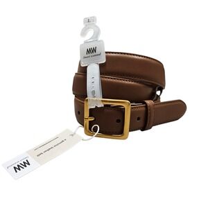 Most Wanted Genuine Leather Belt Womens Large Tan NWT Gold Square Buckle
